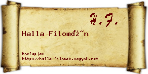 Halla Filomén névjegykártya